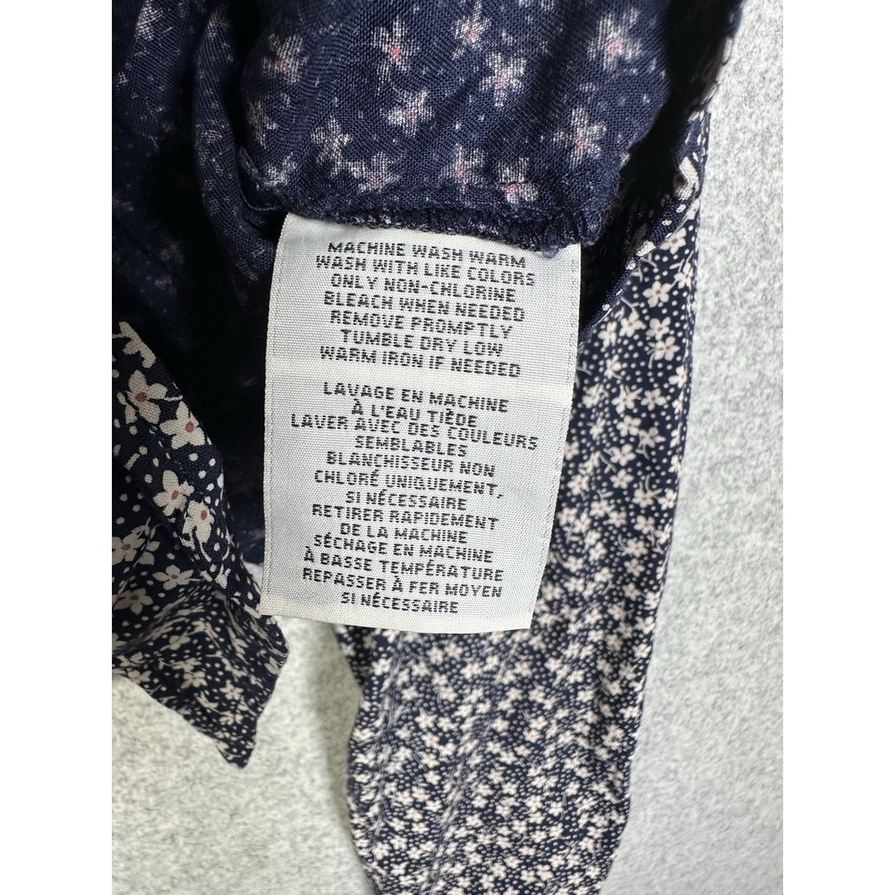 Denim & Supply Ralph Lauren Womens Top Large Blue Floral Cropped Blouse Tie - Picture 8 of 12